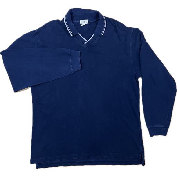 VTG J.Crew Made in USA Navy Cotton Long Sleeve V Neck Pullover Sweater Men Large - Picture 2 of 10